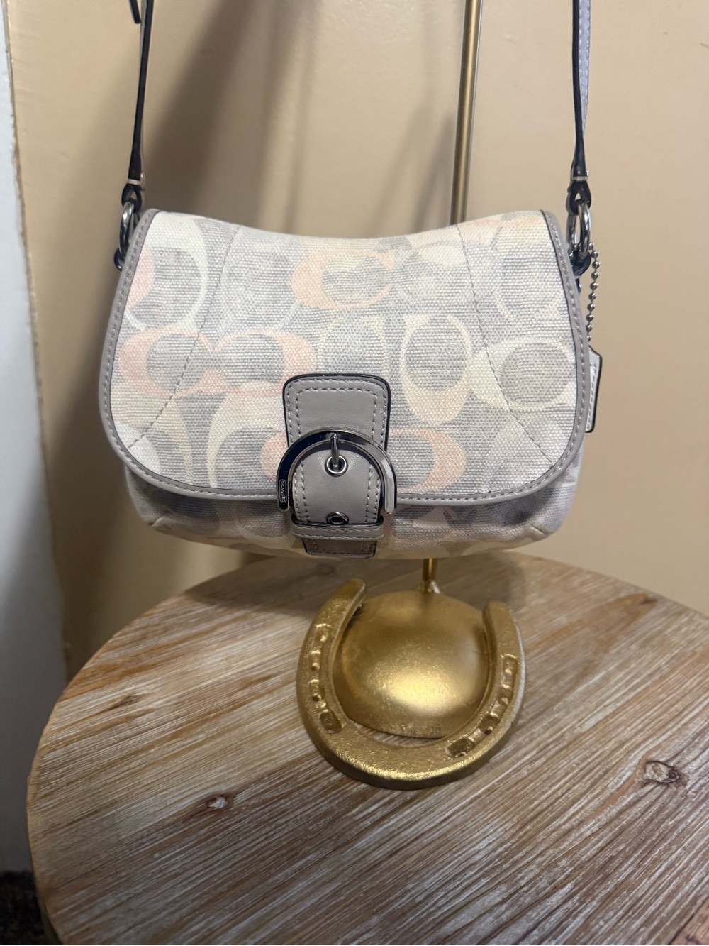 Coach Canvas Saddle Crossbody in Beige with Pink Accents Cherries not included - Picture 6 of 9